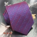 Men's purple jacquard woven tie formal business necktie wedding groom 8cm width stylish accessory - Purple Geometric (HCD-27)