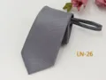 Grey chevron zipper necktie for men, 7cm width formal business suit apparel detail view - LN-26