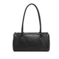 Black leather shoulder bag minimalist retro underarm bag large capacity daily commuter handbag - Black