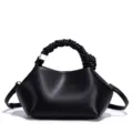 Elegante bolso de mujer negro informal bandolera diseño plisado asa trenzada chic - 20x15x8cm / Negro