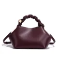 Elegante bolso bandolera de mujer burdeos con asa trenzada y hebilla de metal. - 20x15x8cm / Burdeos