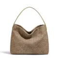 Retro woven suede shoulder bag for women, large capacity slouchy hobo handbag, elegant daily tote. - Pine Green