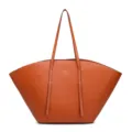 Bolso de hombro naranja grande para mujer, elegante bolso de mano con asas largas. - Marrón
