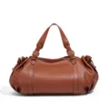 Bolso de mano Boston marron liso para mujer, elegante bolso de hombro chic diario. - Marrón