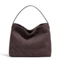 Brown woven leather shoulder bag, vintage hobo handbag, large capacity underarm purse. - Chocolate