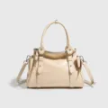 Elegante bolso de hombro retro coreano, bolso compacto con detalle de lazo chic para diario. - 28*11*21 / Caqui
