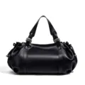 Bolso de mano Boston negro para mujer de cuero PU bolso de hombro elegante bolso shopper - Negro