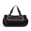 Elegante bolso de mano Boston de cuero marrón oscuro para mujer, bolso bandolera trabajo. - Café