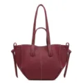 Damesnerf leer shopper tas vintage woon-werkverkeer schoudertas grote capaciteit - Bordeauxrood