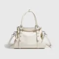 Bolso de mano elegante estilo coreano lazo retro moto diseño compacto bandolera trabajo - 28*11*21 / Blanco