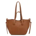 Elegante bolso shopper marrón de piel con asas dobles y detalles laterales elegantes. - Marrón