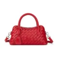 Detailansicht der roten geflochtenen Ledertasche, exquisite Handwerkskunst und Design. - 3303# Rot