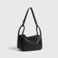 Bolso de hombro negro de cuero elegante bolso cruzado con solapa diseño de moda chic - 88123# Negro