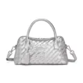 Detalle de bolso de cuero tejido plateado, artesania exquisita, gran capacidad para uso diario. - 3303# Plata