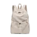 Mochila casual de nylon en color liso para uso diario, gran capacidad ligera para estudiantes. - Albaricoque