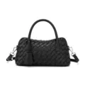 Bolso de mano negro de cuero trenzado para mujer, elegante bolso cruzado y de hombro con asa. - 3303# negro