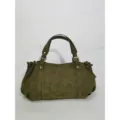 Green faux suede women handbag solid color casual top handle satchel commuter shoulder bag - Olive Green