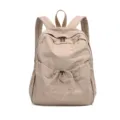 Variante de mochila informal de nailon caqui minimalista, gran capacidad escolar diaria. - Caqui
