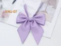 Detailansicht einer violetten Twill Krawatte mit spitzem Winkel für JK Schuluniformen. - Blasslila