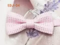 Pink polka dot bow tie detail shot, cute double layer fabric children pet accessory. - EDJ-04 Pink Polka Dot