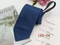 Men blue zipper tie detail view, easy pull stripe design, convenient business necktie. - Blue (LZD-04)