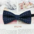 Kids navy blue bow tie with white cross pattern, Korean British style children performance bow. - Dark Blue Small Cross