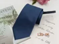 Men's business formal zipper tie, classic navy blue striped design, easy ready-made tie for men. - Dark Blue Striped (LZD-06)