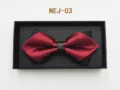 Men double layer bow tie red and black tuxedo gift box wedding groom formal wear accessory - Red and Black Splicing (NEJ-03)