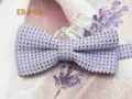 Purple dotted bow tie detail shot, showing exquisite pattern and texture for pet and kids. - EDJ-06 Purple Polka Dot