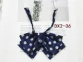 Navy blue polka dot bow tie detail, Japanese JK uniform collar accessory close-up view. - Dark Blue(DX2-06)