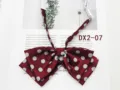 Detail view of wine red polka dot JK uniform bow tie, double layer sailor collar accessory. - Wine Red(DX2-07)