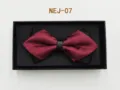 Men's double-layer bow tie in wine red and black, presented in a sleek black gift box. - Burgundy and Black (NEJ-07)