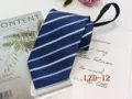 Men formal business zipper tie blue with white stripes easy pull pre tied necktie for men. - Blue and White Striped (LZD-12)