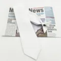 White pre-tied necktie for men detail view, solid color formal suit tie with buckle design. - White