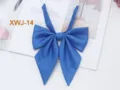 Solid color blue sharp corner JK uniform bow tie, stylish fine twill collar ribbon accessory. - Blue