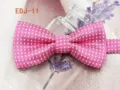 Pink polka dot bow tie for kids and pets, double layer polyester fabric, cute accessory. - EDJ-11 Pink with White Dots