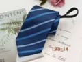 Men's business zipper tie blue striped necktie professional wear easy zip tie pre-tied - Blue and White Striped (LZD-14)