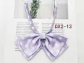 Detail view of light purple polka dot JK uniform bow tie with adjustable strap. - Light Purple(DX2-13)
