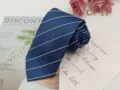 Blue striped men's formal business tie, elegant polyester jacquard design for professional wear. - CN-17