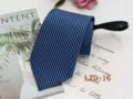 Men blue striped zipper necktie for business formal wear accessory close-up detail view - Blue Fine Striped (LZD-16)