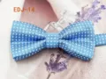 Blue polka dot bow tie detail close-up, perfect children and pet fashion accessory for daily wear. - EDJ-14 Blue with White Dots