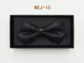 Black patterned bow tie detail in gift box, elegant formal wear accessory for men. - Black Dark Pattern (NEJ-15)
