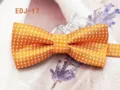 Kids orange polka dot bow tie, stylish polyester fabric bowtie for children and pets daily wear. - EDJ-17 Orange with White Dots