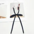 Navy blue polka dot JK uniform necktie with adjustable strap, Japanese style collar ribbon. - Black