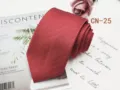 Detailed shot of a red textured striped business tie designed for men formal wear matching. - CN-25