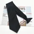 Classic black pre-tied necktie with zipper clip design for men formal business wear main view - Black