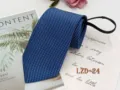 Blue dotted pattern men zipper necktie detail shot, convenient pre-tied design for easy wear. - Blue with White Pattern (LZD-24)