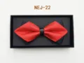 Elegant men red bow tie set in black gift box, perfect for weddings, parties, and formal suits. - Red Diamond Pattern (NEJ-22)