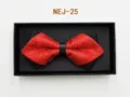 Elegant red and black patterned bow tie in a black gift box for men wedding formal suit - Red and Black Jacquard (NEJ-25)