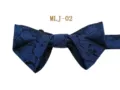 Detailed view of the dark blue paisley men formal bow tie showing exquisite jacquard texture. - Dark Blue (MLJ-02)